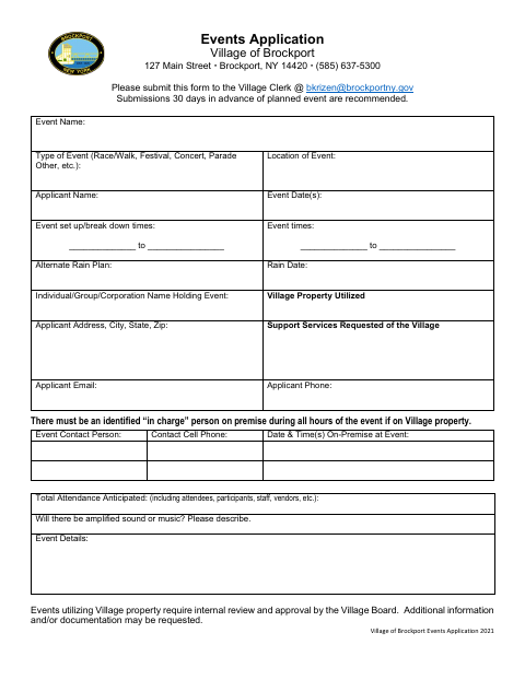 First page of the Events Application