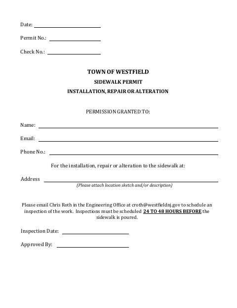 First page of the Sidewalk Permit Installation, Repair or Alteration