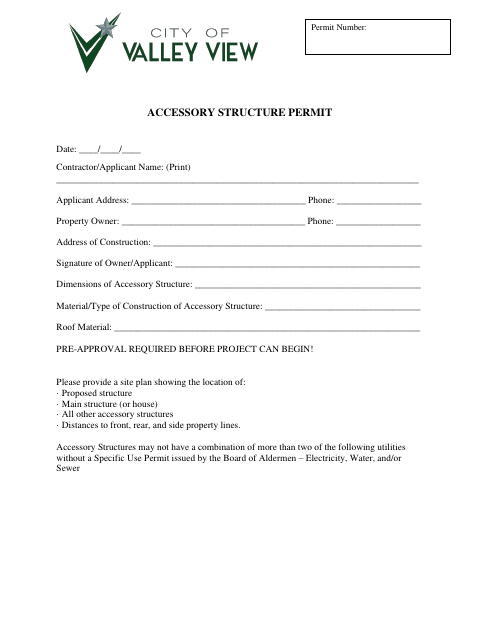 First page of the Accessory Structure Permit