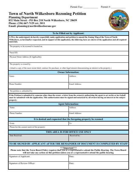 First page of the Rezoning Petition