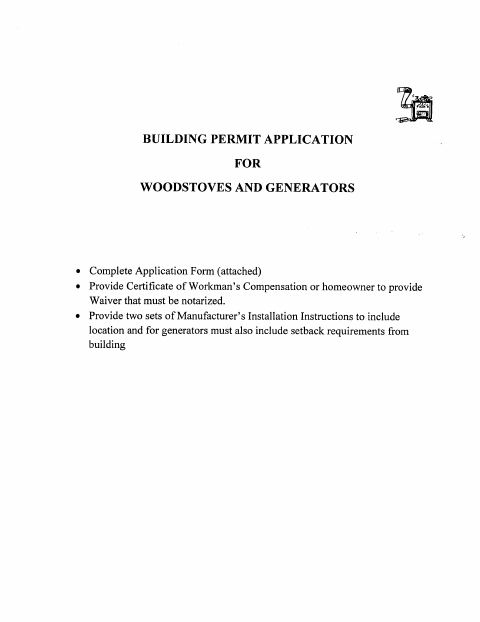 First page of the Woodstove and Generator Permit Application