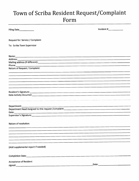 First page of the Complaint Form