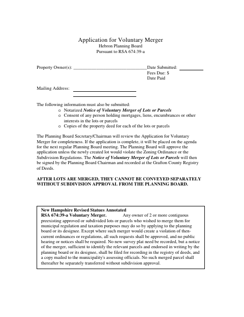 First page of the Voluntary Merger of Lots