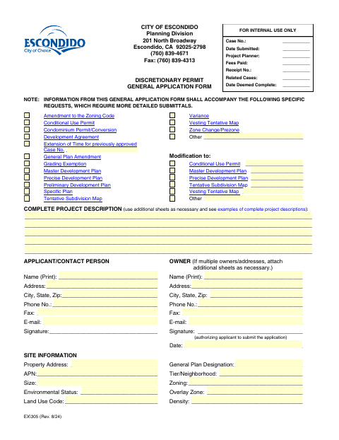 First page of the Discretionary Permit General Application Form