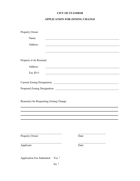 First page of the Application for Zoning Change