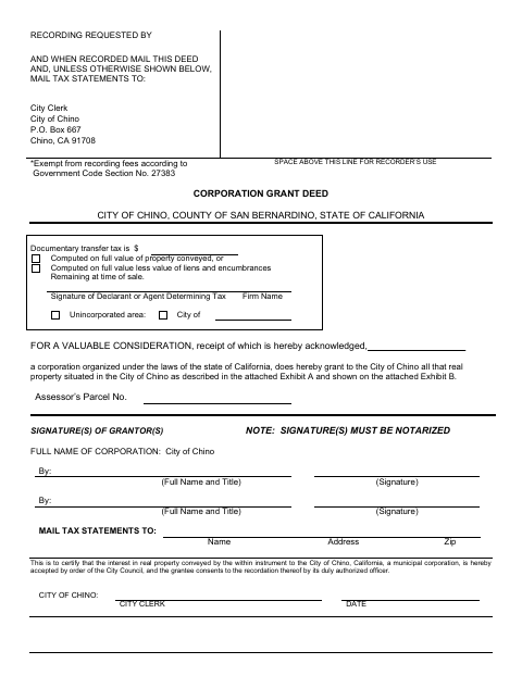 First page of the Corporation Grant Deed