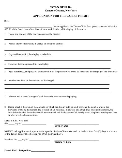 First page of the Fireworks Permit Application