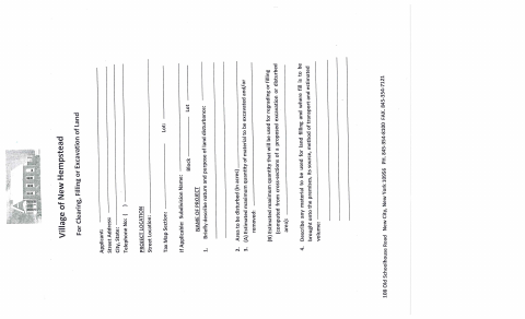 First page of the Clearing Filling Excavating Application