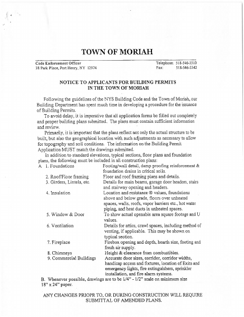 First page of the Building Permit Application