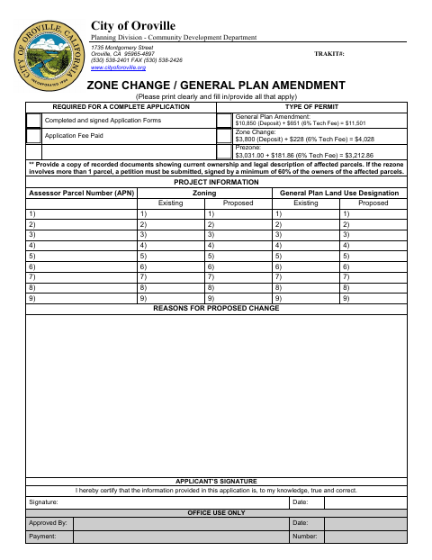 First page of the Zone Change / General Plan Amendment