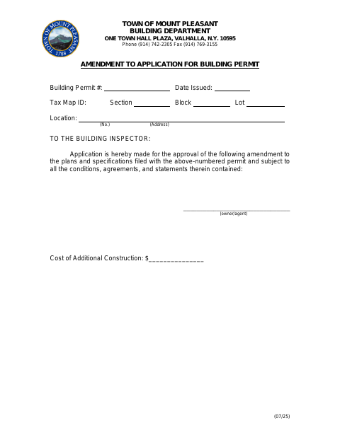 First page of the Amendment to Application for Building Permit