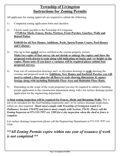 First page of the Residential Zoning Permit