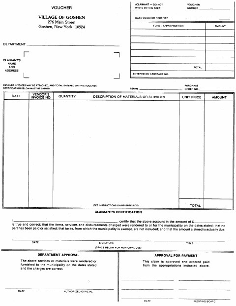 First page of the Vendor Voucher