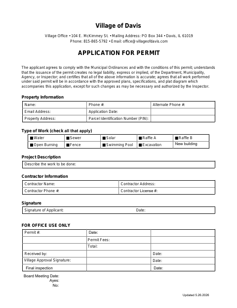 First page of the Application for Permit