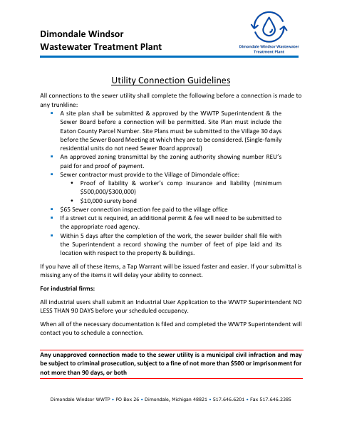 First page of the Tap Warrant and Sewer Permit Application