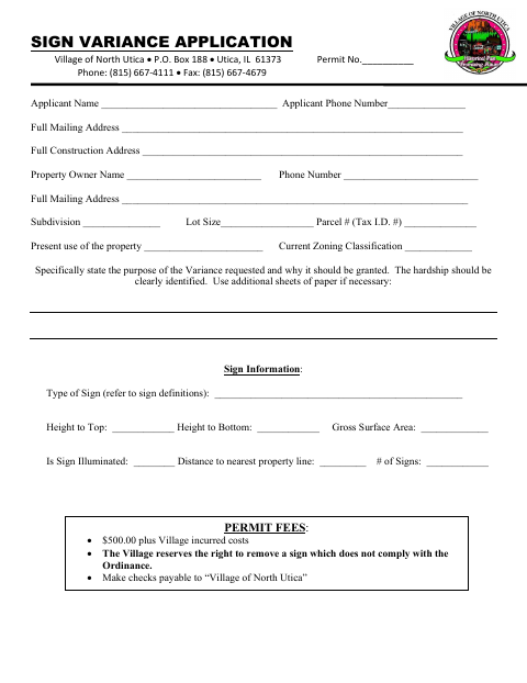 First page of the Sign Variance Application