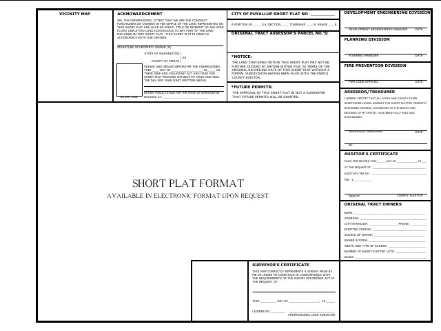 First page of the Short Plat Template