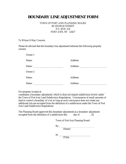 First page of the Boundary Line Adjustment Form