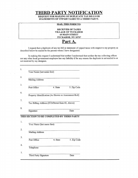 First page of the Request Duplicate Tax Bills