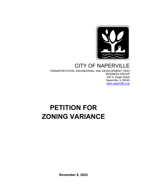 First page of the Petition for Zoning Variance