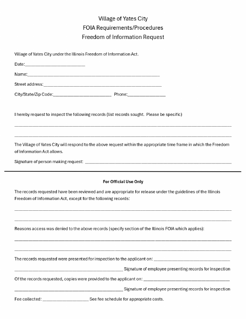First page of the Freedom of Information Request