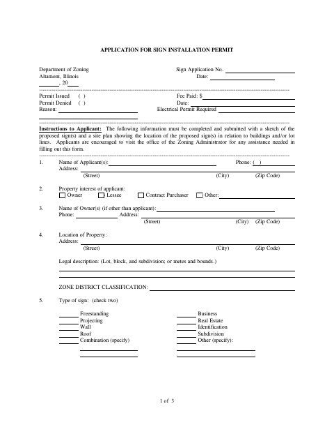 First page of the Sign Installation Permit Application