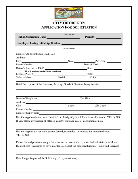 First page of the Solicitor Application and Affidavit