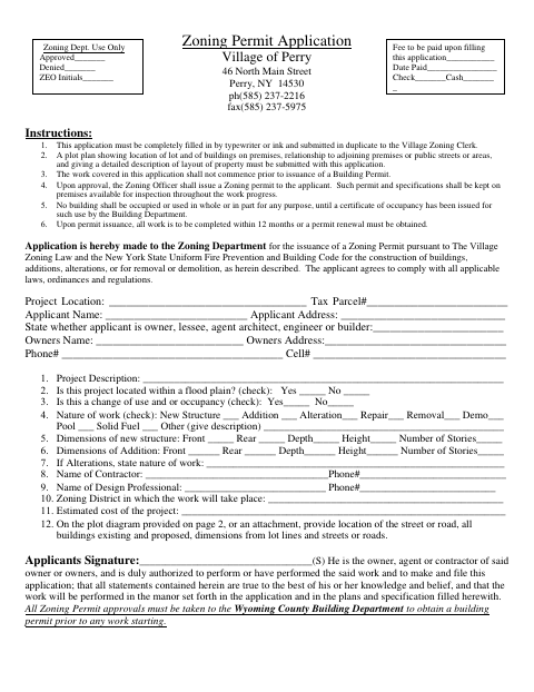 First page of the Zoning Permit Application