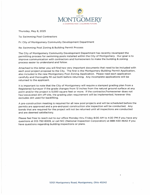 First page of the Pool Zoning Application