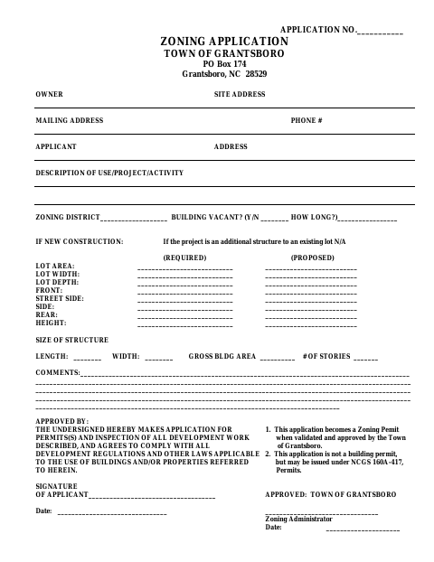 First page of the Zoning Application