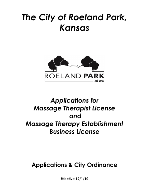 First page of the Massage Therapy License Application