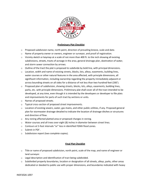 First page of the Application for Land Subdivision