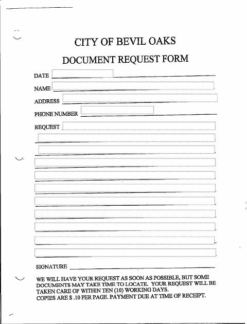 First page of the Public Information Request Form