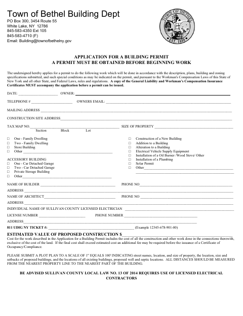 First page of the 2025 Building Permit Application
