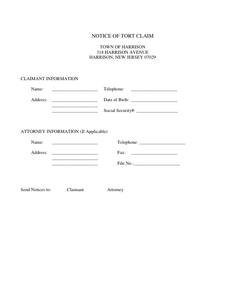 First page of the Notice Of Tort Claim