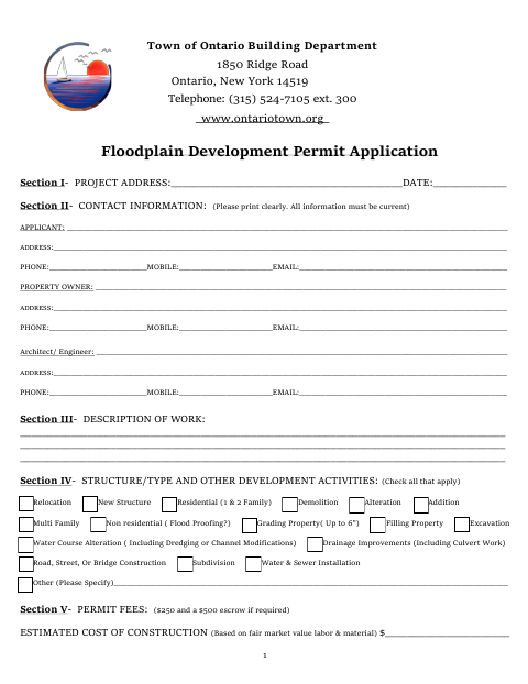 First page of the Floodplain Development Permit Application