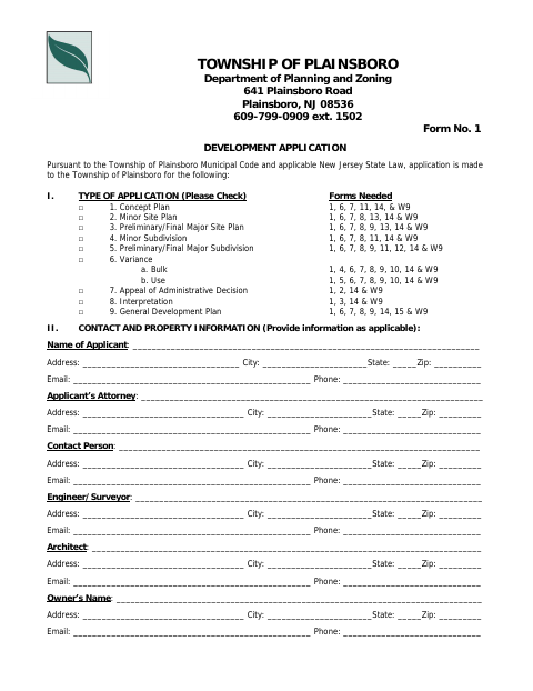 First page of the Development Application