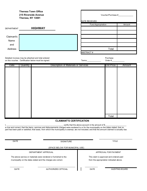 First page of the Voucher/Purchase