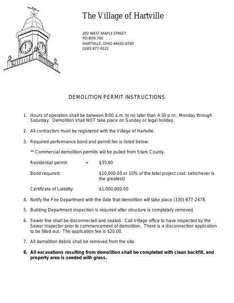 First page of the Demolition Permit Instructions and Applications