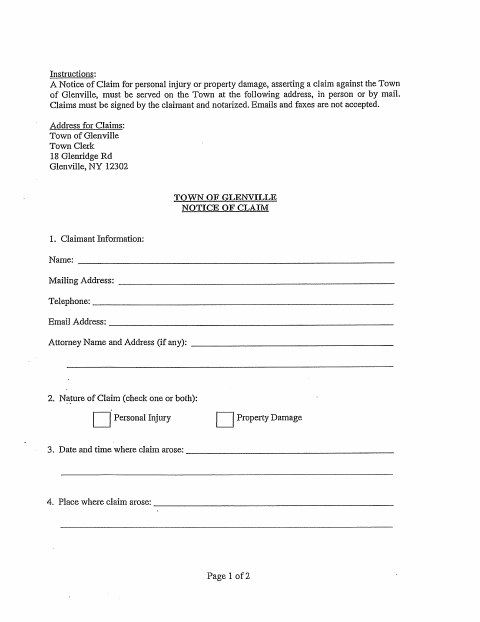 First page of the Notice of Claim