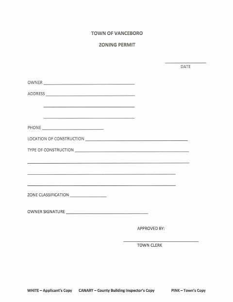 First page of the Zoning Permit