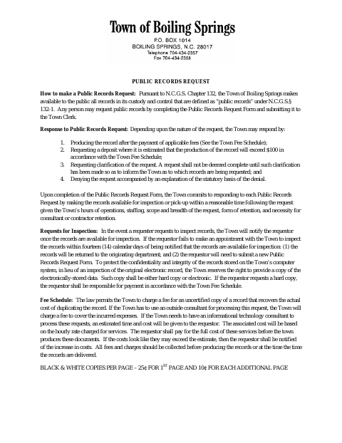 First page of the Public Records Request