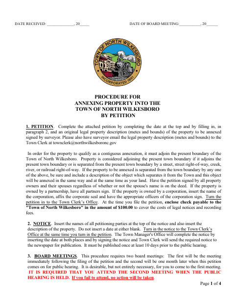 First page of the Annexation Petition