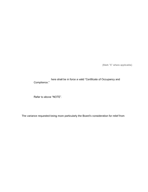 First page of the Petition for Zoning Variance
