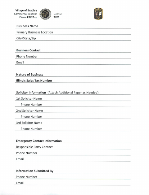 First page of the Solicitor License Permit Application