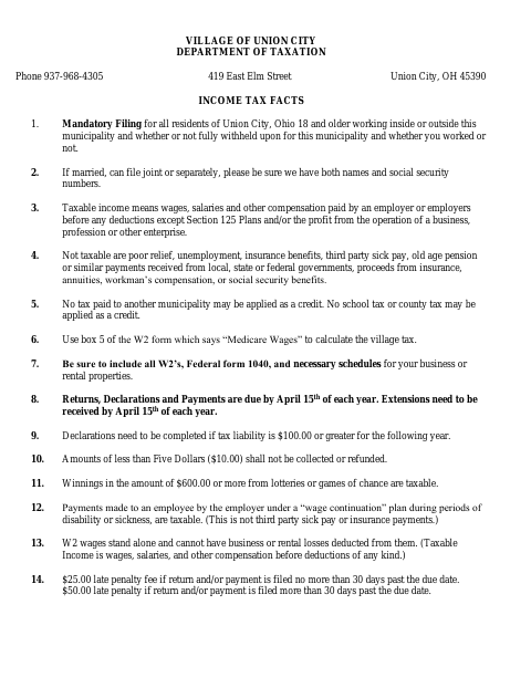 First page of the Income Tax Return