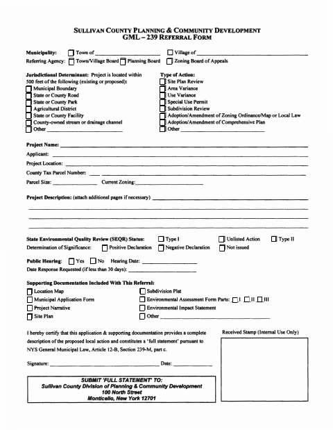 First page of the GML-239 Referral Form