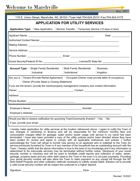 First page of the Utility Application