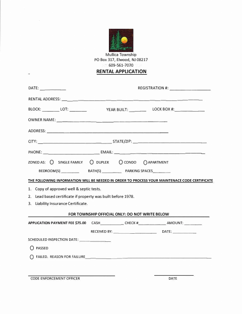 First page of the Rental Application