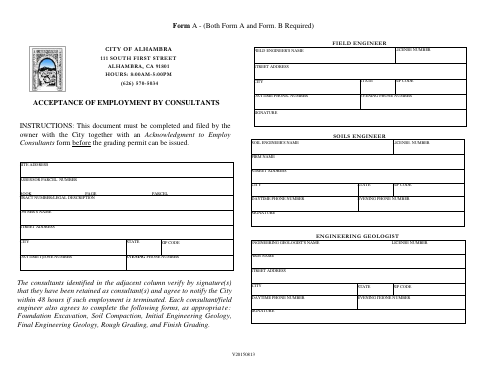 First page of the Acceptance of Employment by Consultants and Acknowledgment to Employ Consultant